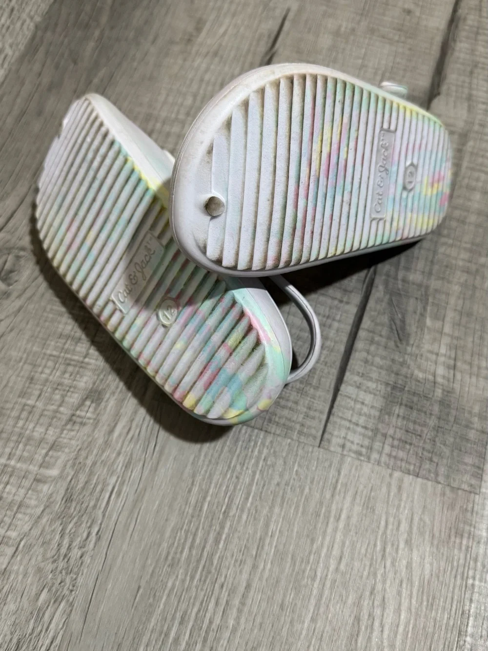 Cat & Jack White Unicorn Slide Sandals with Pastel Accents